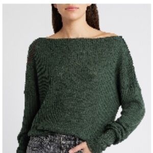 Treasure & Bond Off-the-Shoulder Forest Green Sweater